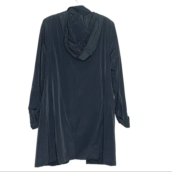 London Fog Women Black Layered Trench Coat with Hood Size Small - Picture 6 of 9